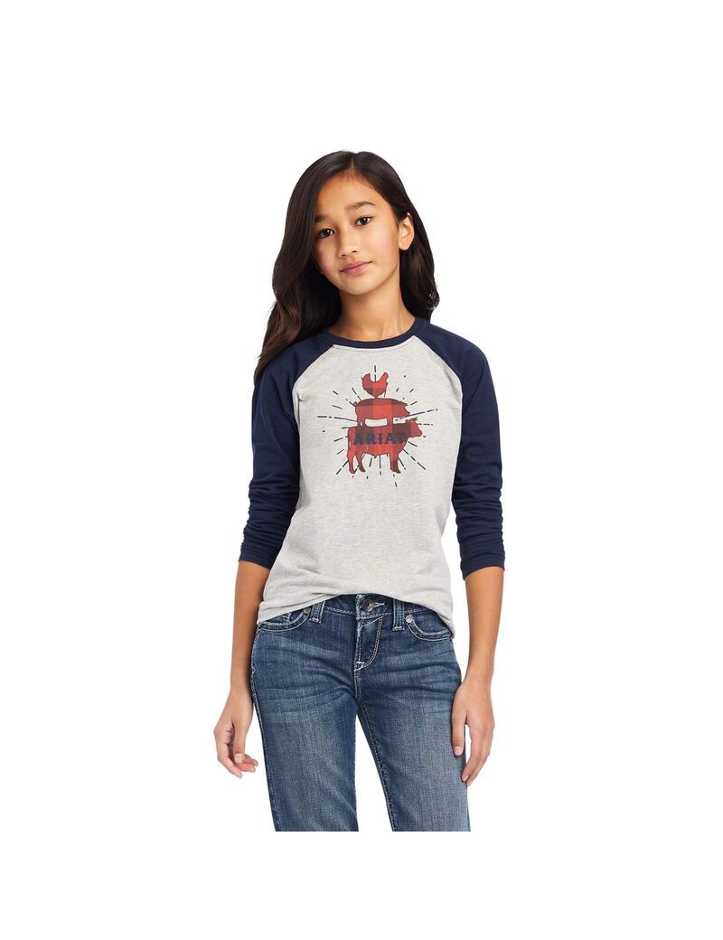 Tops Ariat REAL Farm Niños Gris Azul Marino | VGPT21048