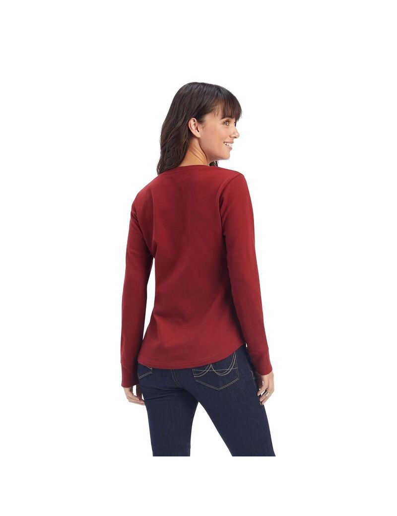 Tops Ariat REAL Henley Mujer Rojas Oscuro | XQNJ38209