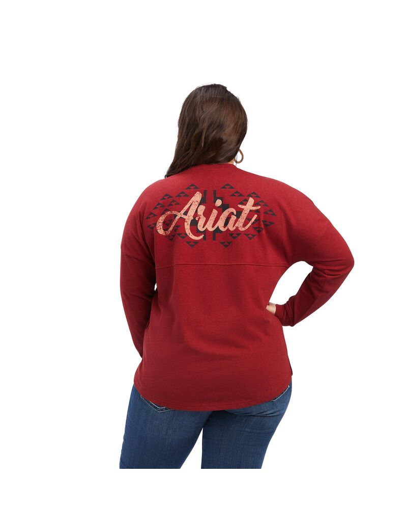 Tops Ariat REAL Oversized Estampadas Mujer Rojas Oscuro | FXED92654