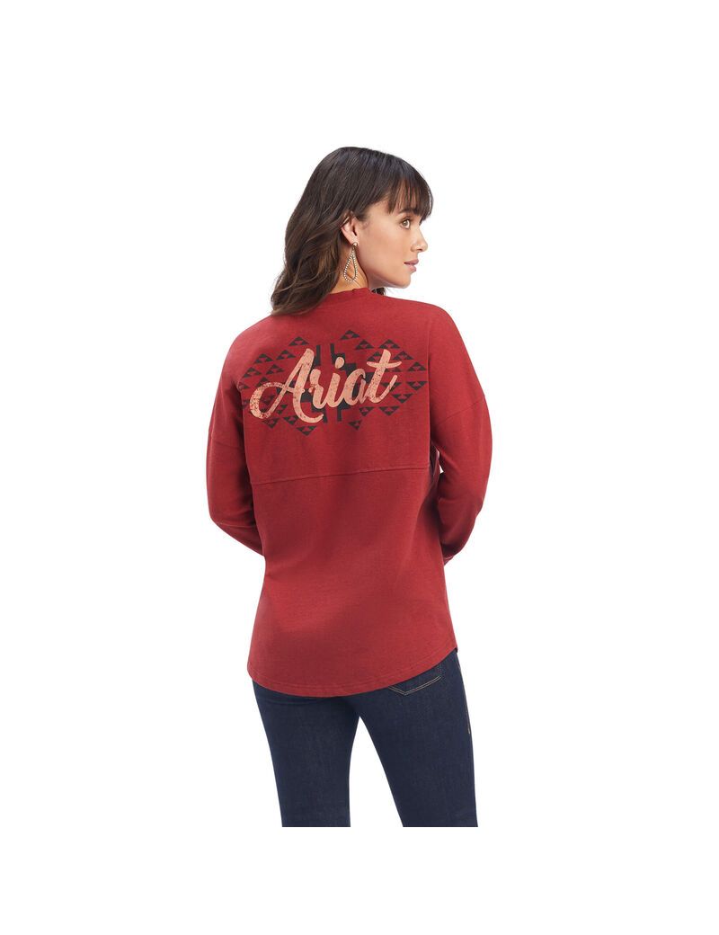 Tops Ariat REAL Oversized Estampadas Mujer Rojas Oscuro | FXED92654