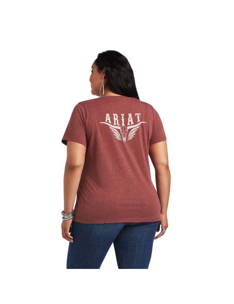 Tops Ariat REAL Relaxed Longhorn Tee Mujer Multicolor | ZNGK62057