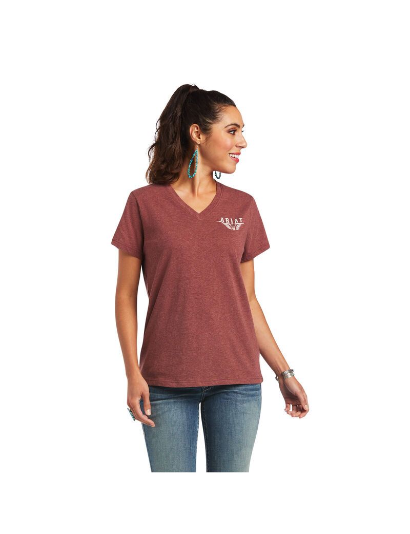 Tops Ariat REAL Relaxed Longhorn Tee Mujer Multicolor | ZNGK62057