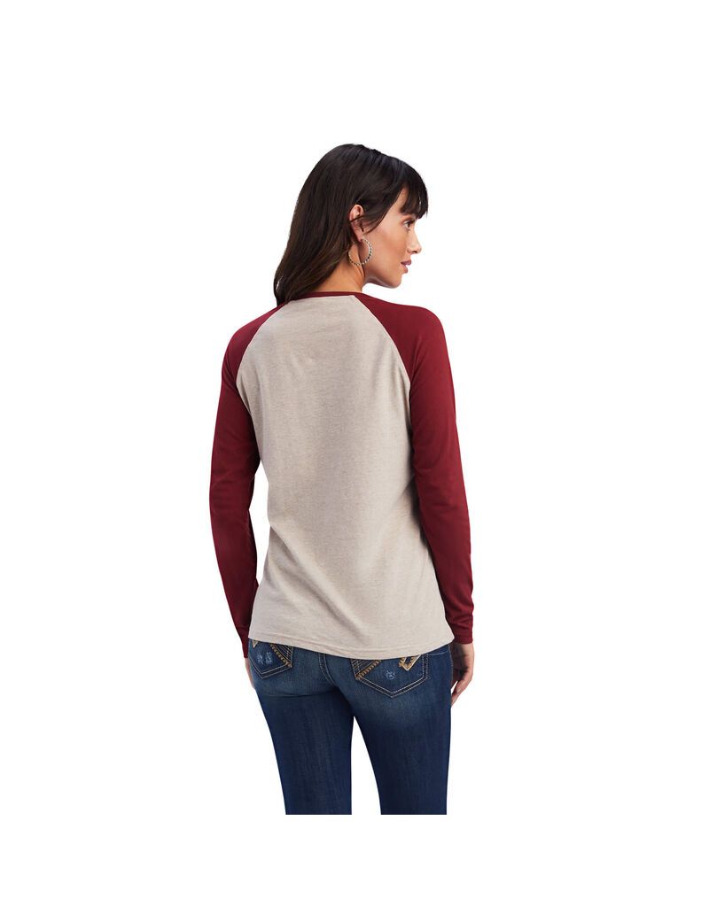 Tops Ariat REAL Ropey Rose Mujer Beige Rojas Oscuro | EVUO98056