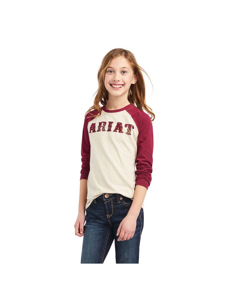 Tops Ariat REAL Zuma Baseball Niños Beige | HLGE45807