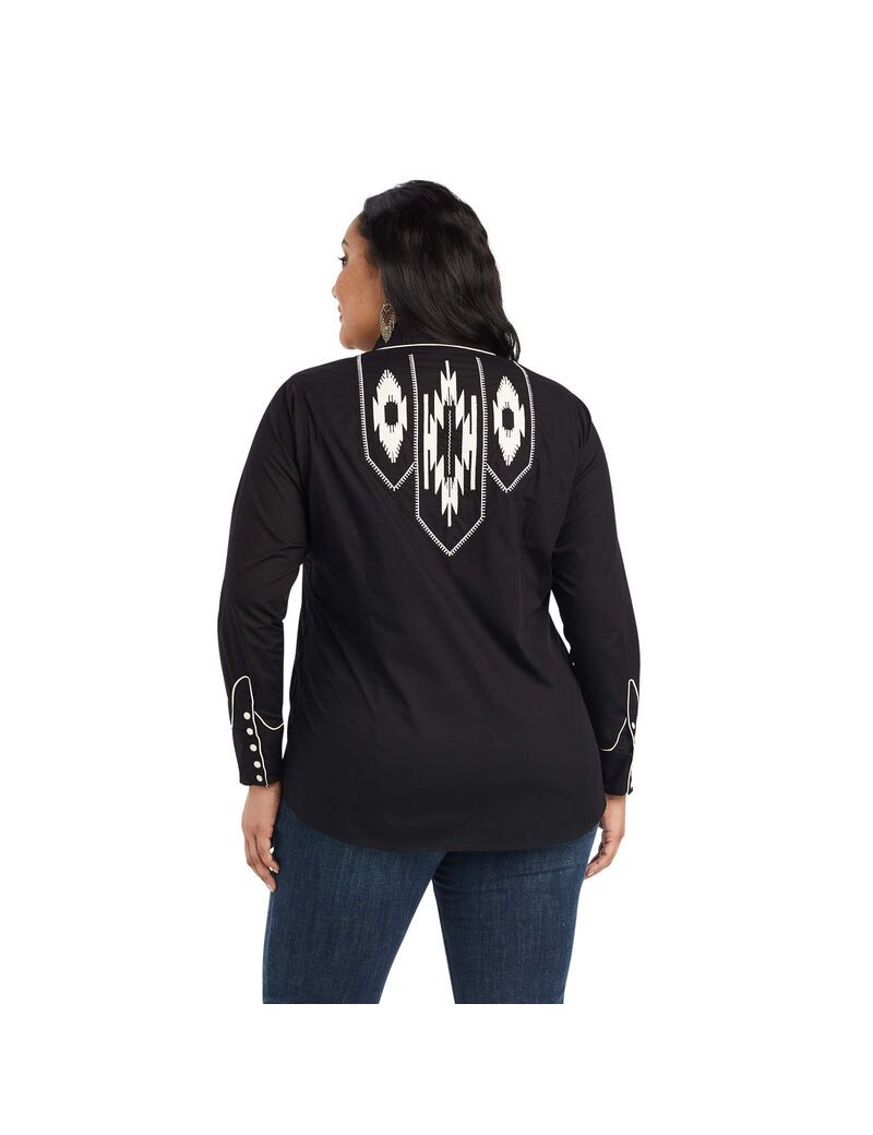 Tops Ariat Retro Snap Chimayo Mujer Negras | XQBS97418