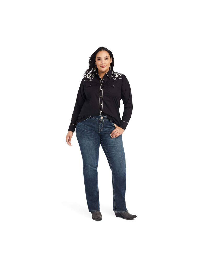 Tops Ariat Retro Snap Chimayo Mujer Negras | XQBS97418