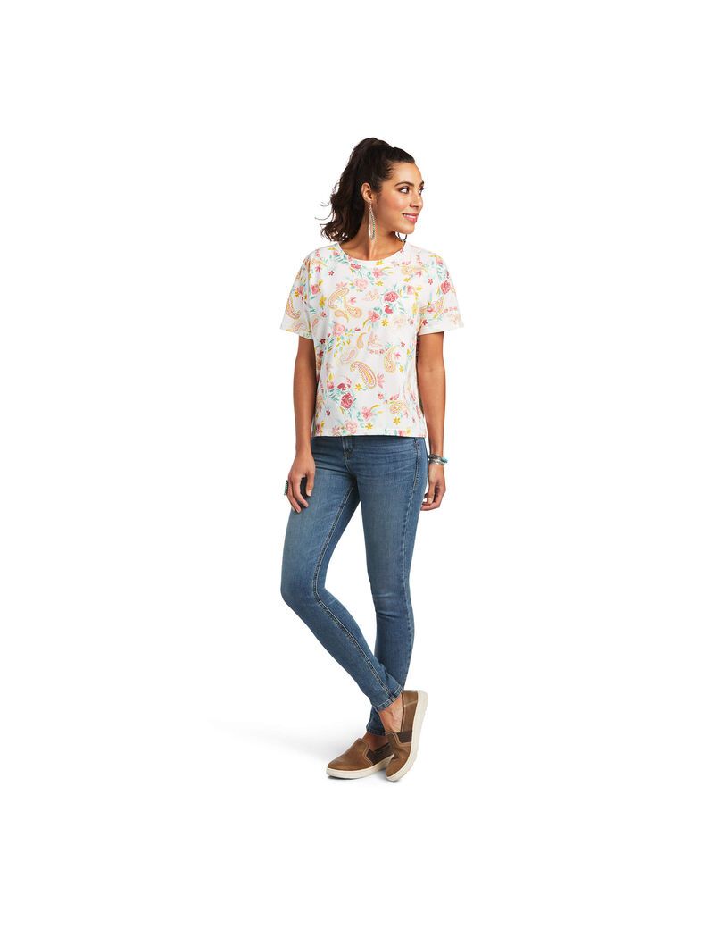 Tops Ariat Rose Garden Tee Mujer Multicolor | XZOY28075