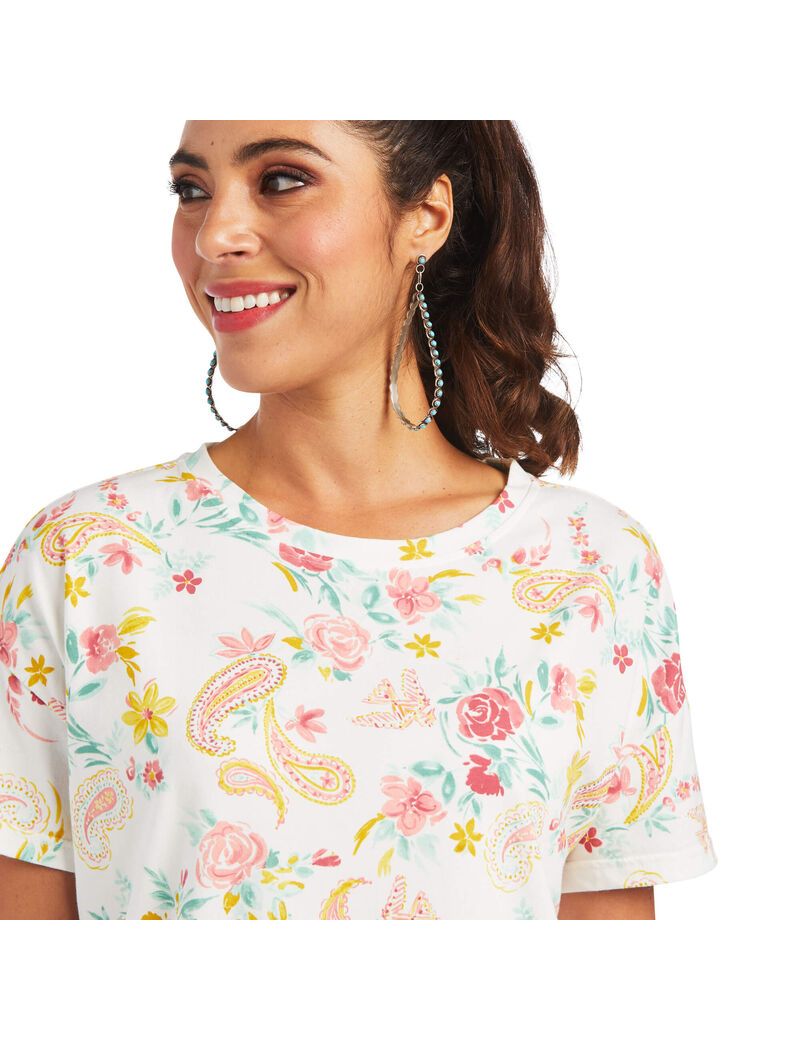 Tops Ariat Rose Garden Tee Mujer Multicolor | XZOY28075