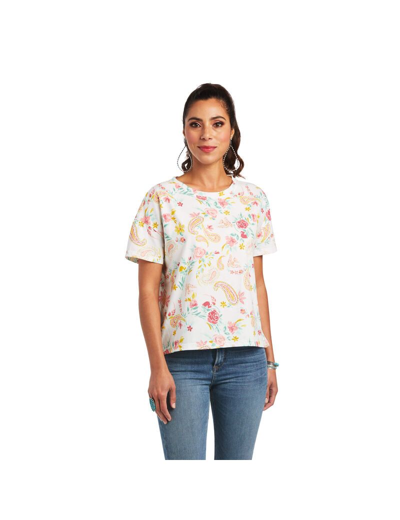 Tops Ariat Rose Garden Tee Mujer Multicolor | XZOY28075