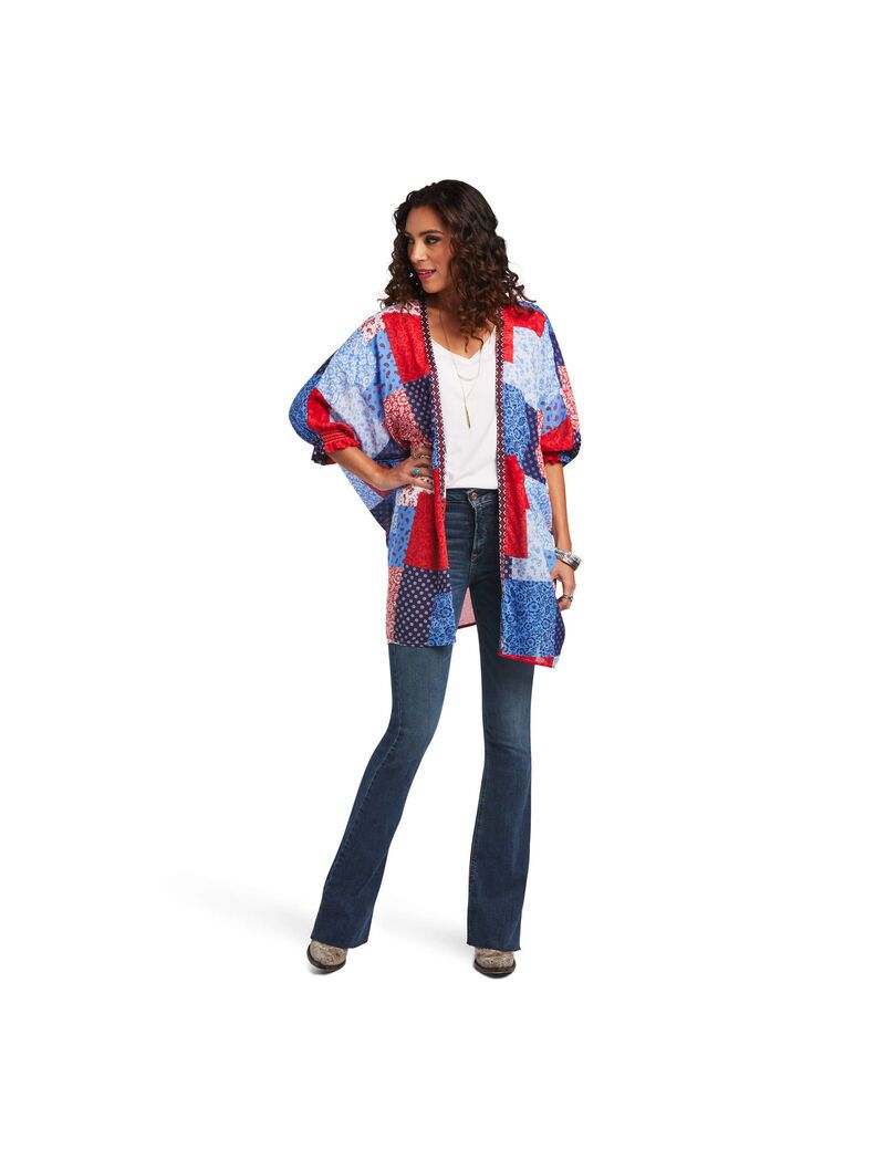 Tops Ariat Smokestack Kimono Mujer Blancas | UIRL07196