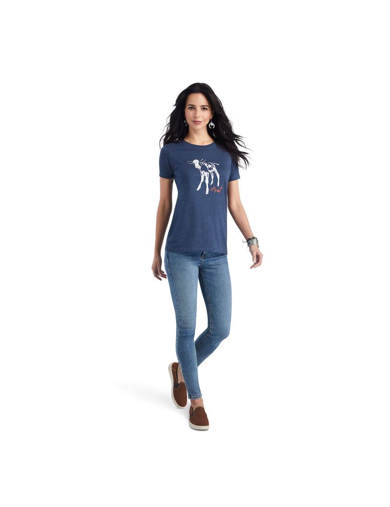 Tops Ariat Star Calf Tee Mujer Azul Marino | VAMK13094