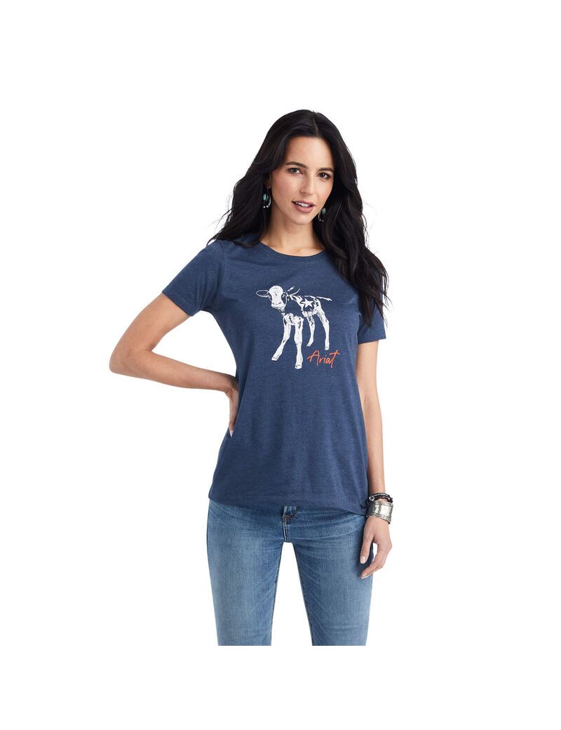 Tops Ariat Star Calf Tee Mujer Azul Marino | VAMK13094