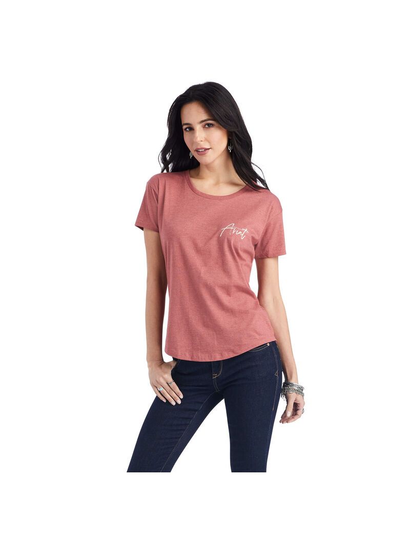 Tops Ariat Sunset Lockup Tee Mujer Rojas | SDGL19867