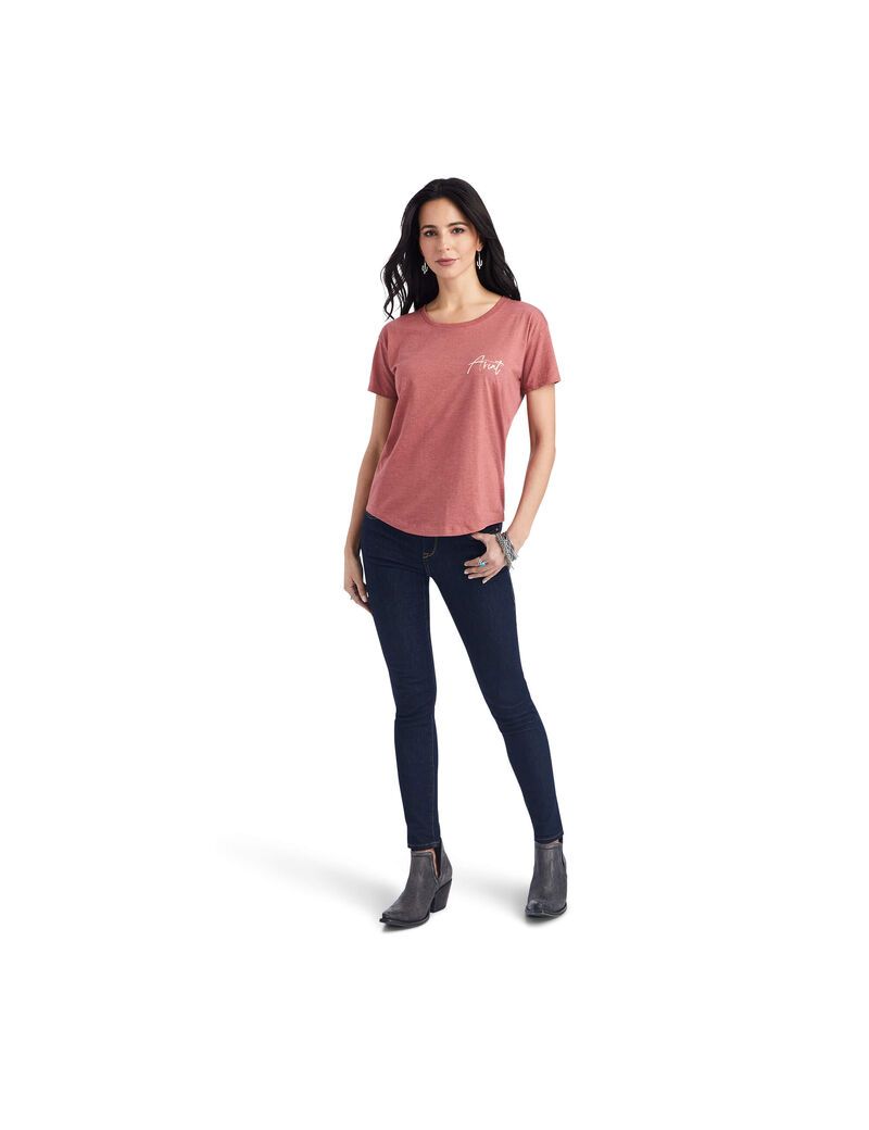 Tops Ariat Sunset Lockup Tee Mujer Rojas | SDGL19867