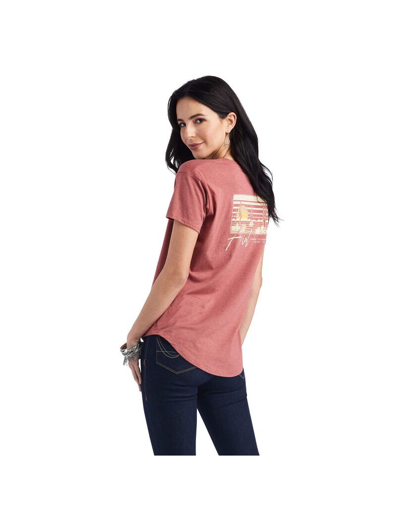 Tops Ariat Sunset Lockup Tee Mujer Rojas | SDGL19867