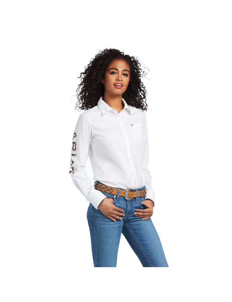 Tops Ariat Team Kirby Stretch Mujer Blancas Leopardo | IBLA91248