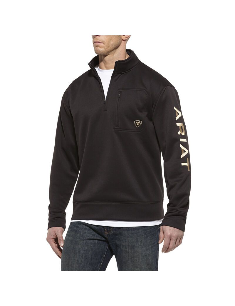 Tops Ariat Team Logo 1/4 Zip Hombre Negras | HCTN78325