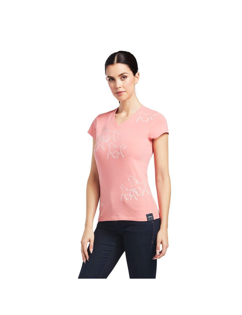 Tops Ariat Trot Line Mujer Coral | VXMJ41723