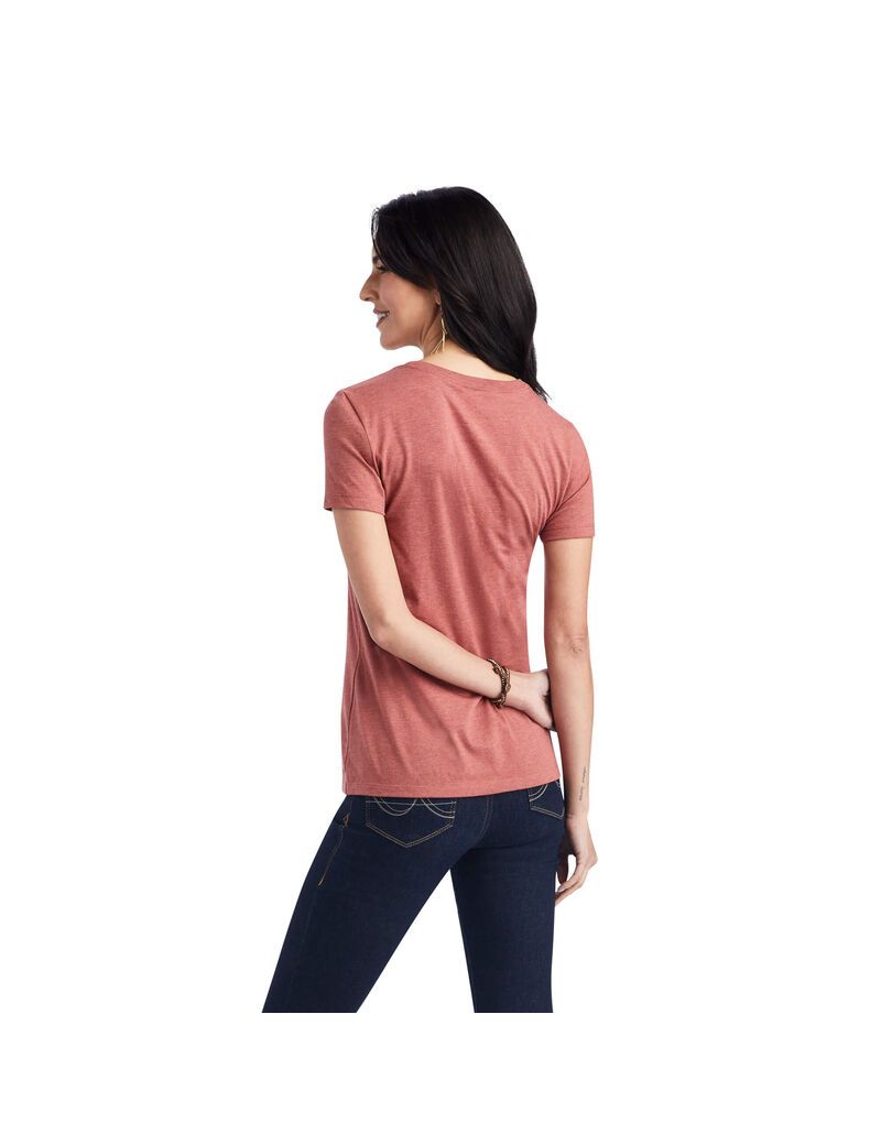 Tops Ariat Wheat Script Tee Mujer Rojas | AMDZ43268